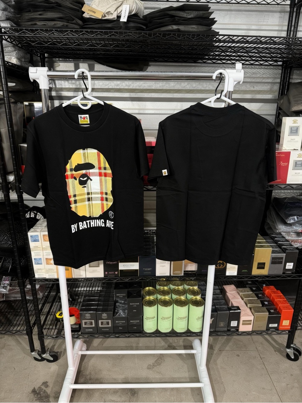 BAPE Black Plaid Ape Head Short-Sleeve T-Shirt